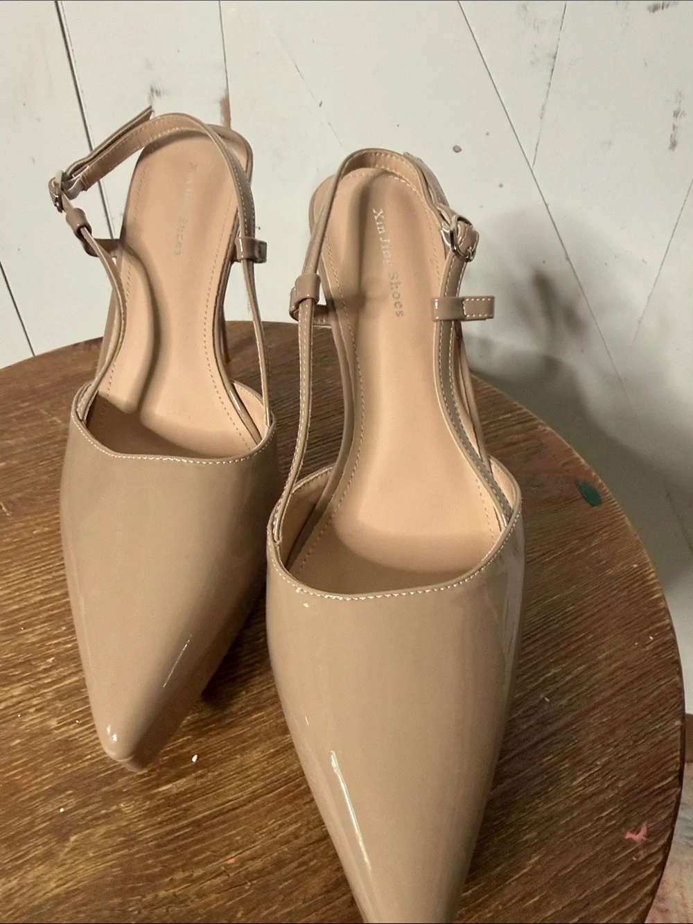Pointed Toe Nude Slingback Stiletto Pumps - Picture 13 of 16